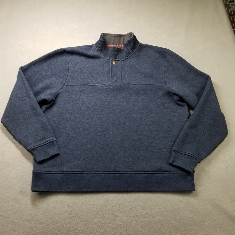 Orvis Sweater Mens Size XXL Blue 1/4 Button Outdoor Pullover Sweatshirt